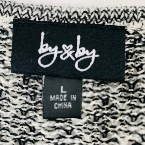 By&By Loose Houndstooth Knit Sweater Size L High Low Hem Long Sleeve Pullover - Picture 6 of 9